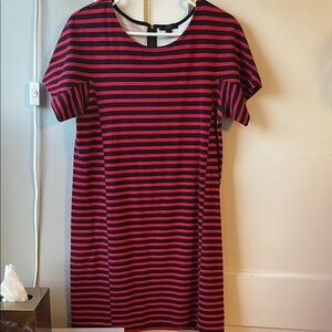 J. Crew Navy and Red Stripe Dress